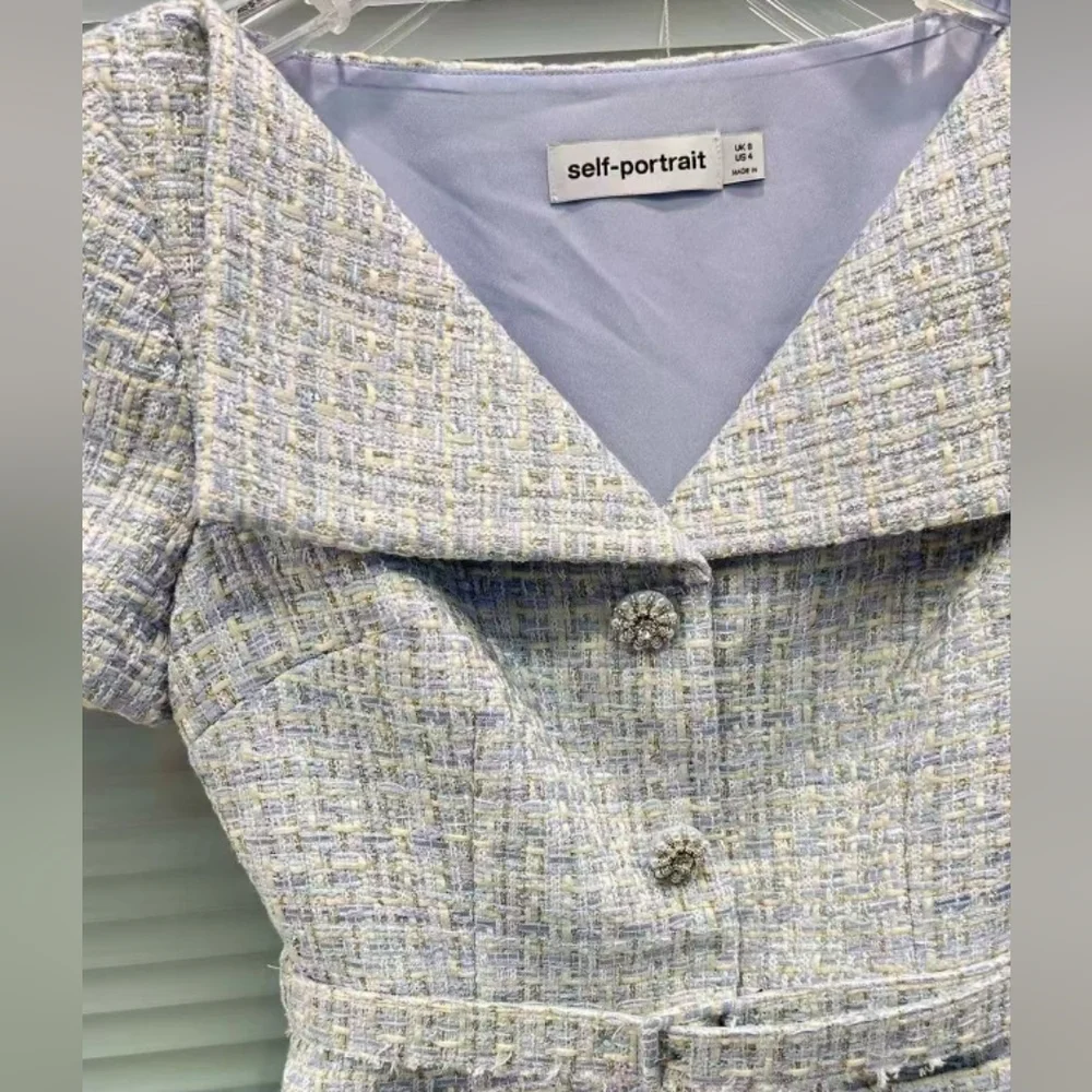 Self-Portrait Blue and White Midi Dress - Picture 7 of 9